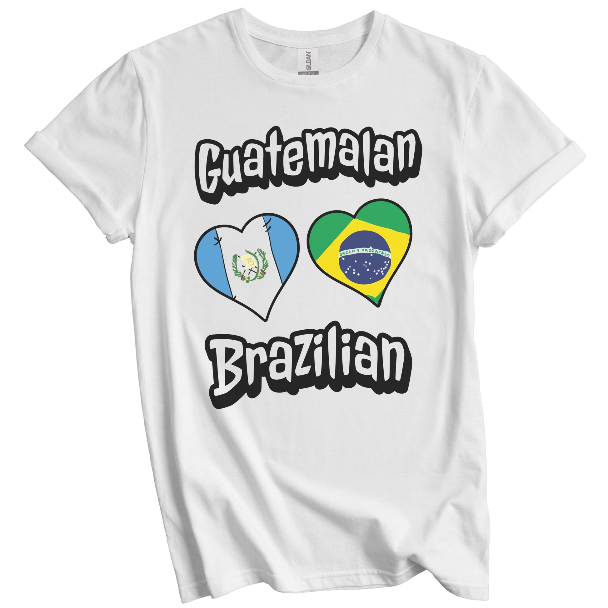 Guatemalan Brazilian Flag Heart Combo Guatemala Brazil T-Shirt