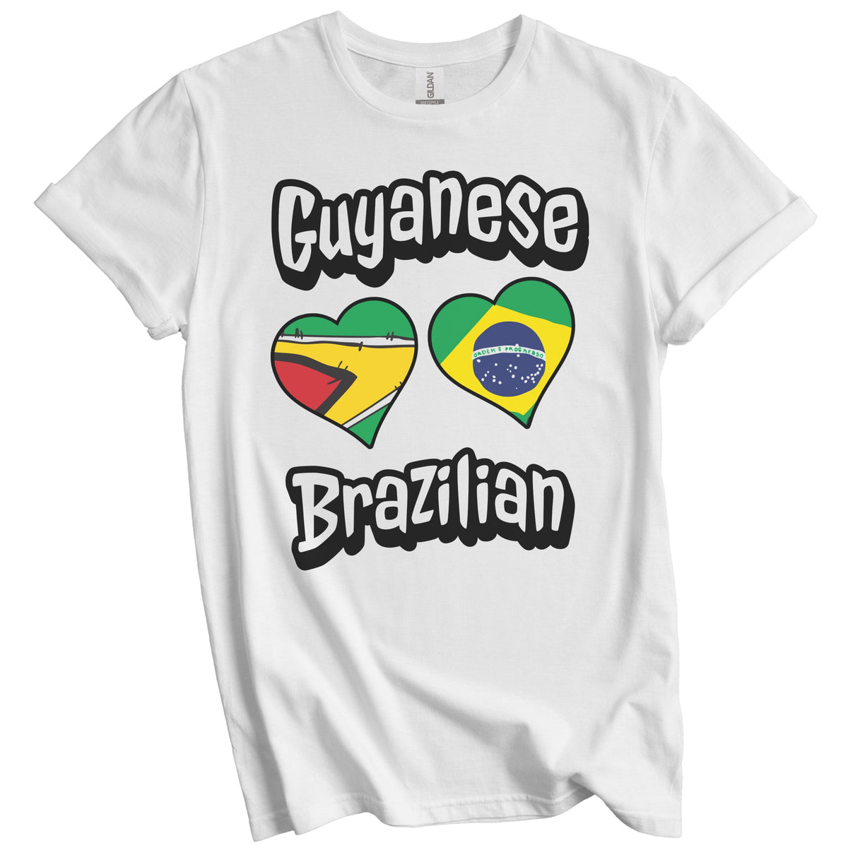 Guyanese Brazilian Flag Heart Combo Guyana Brazil T-Shirt