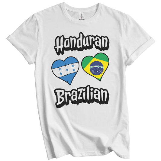 Honduran Brazilian Flag Heart Combo Honduras Brazil T-Shirt