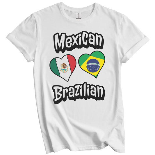 Mexican Brazilian Flag Heart Combo Mexico Brazil T-Shirt