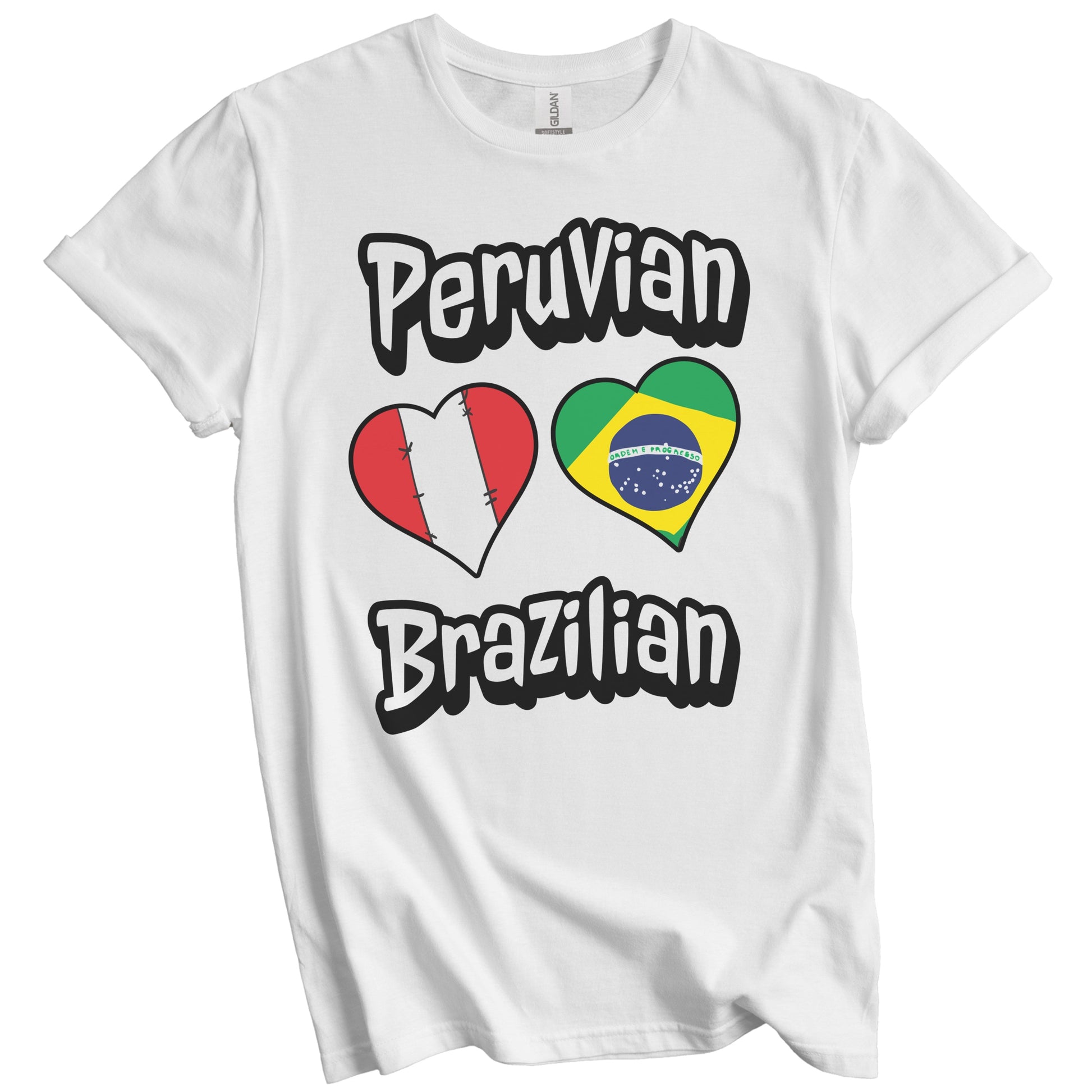 Peruvian Brazilian Flag Heart Combo Peru Brazil T-Shirt
