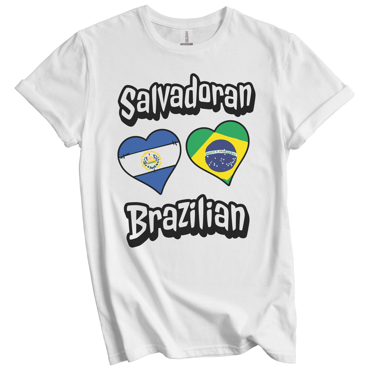 Salvadoran Brazilian Flag Heart Combo El Salvador Brazil T-Shirt