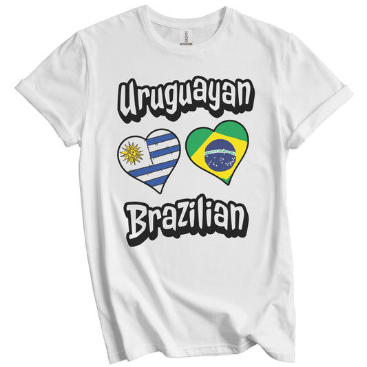 Uruguayan Brazilian Flag Heart Combo Uruguay Brazil T-Shirt