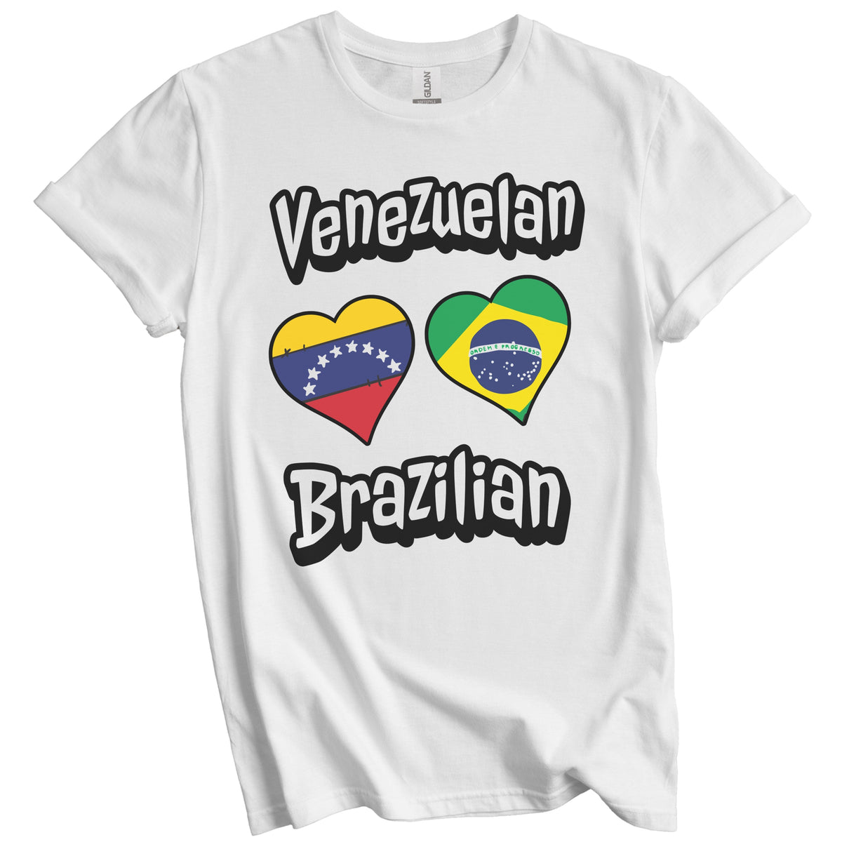 Venezuelan Brazilian Flag Heart Combo Venezuela Brazil T-Shirt