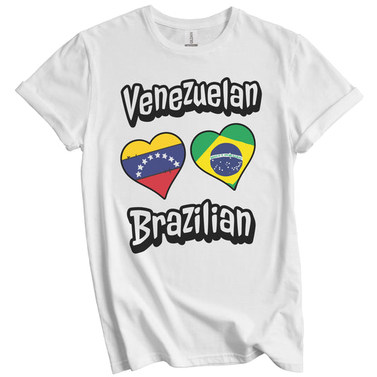 Venezuelan Brazilian Flag Heart Combo Venezuela Brazil T-Shirt