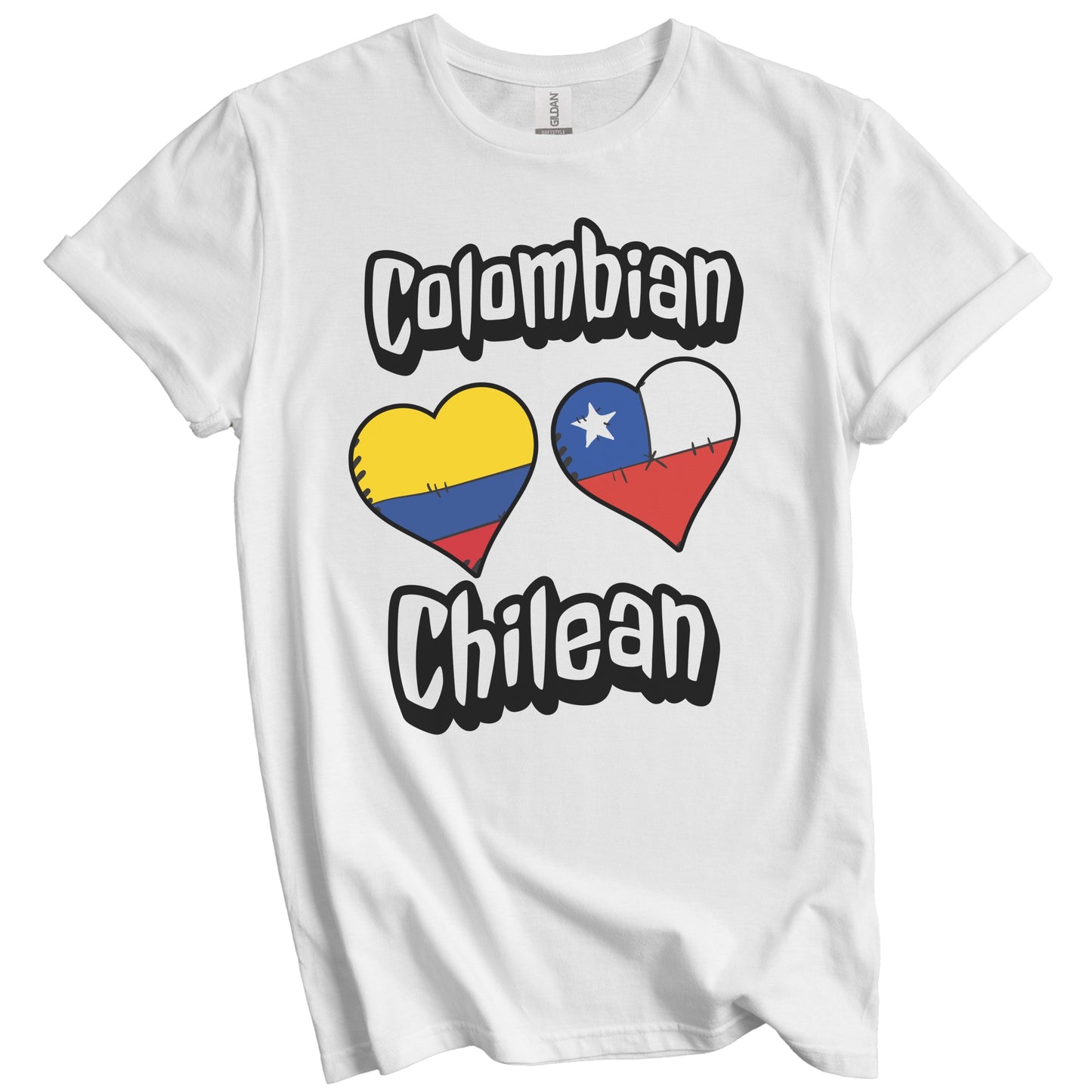 Colombian Chilean Flag Heart Combo Colombia Chile T-Shirt