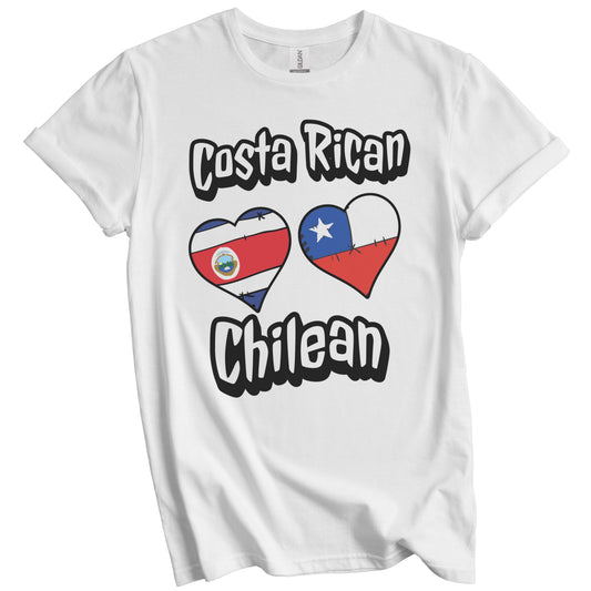 Costa Rican Chilean Flag Heart Combo Costa Rica Chile T-Shirt