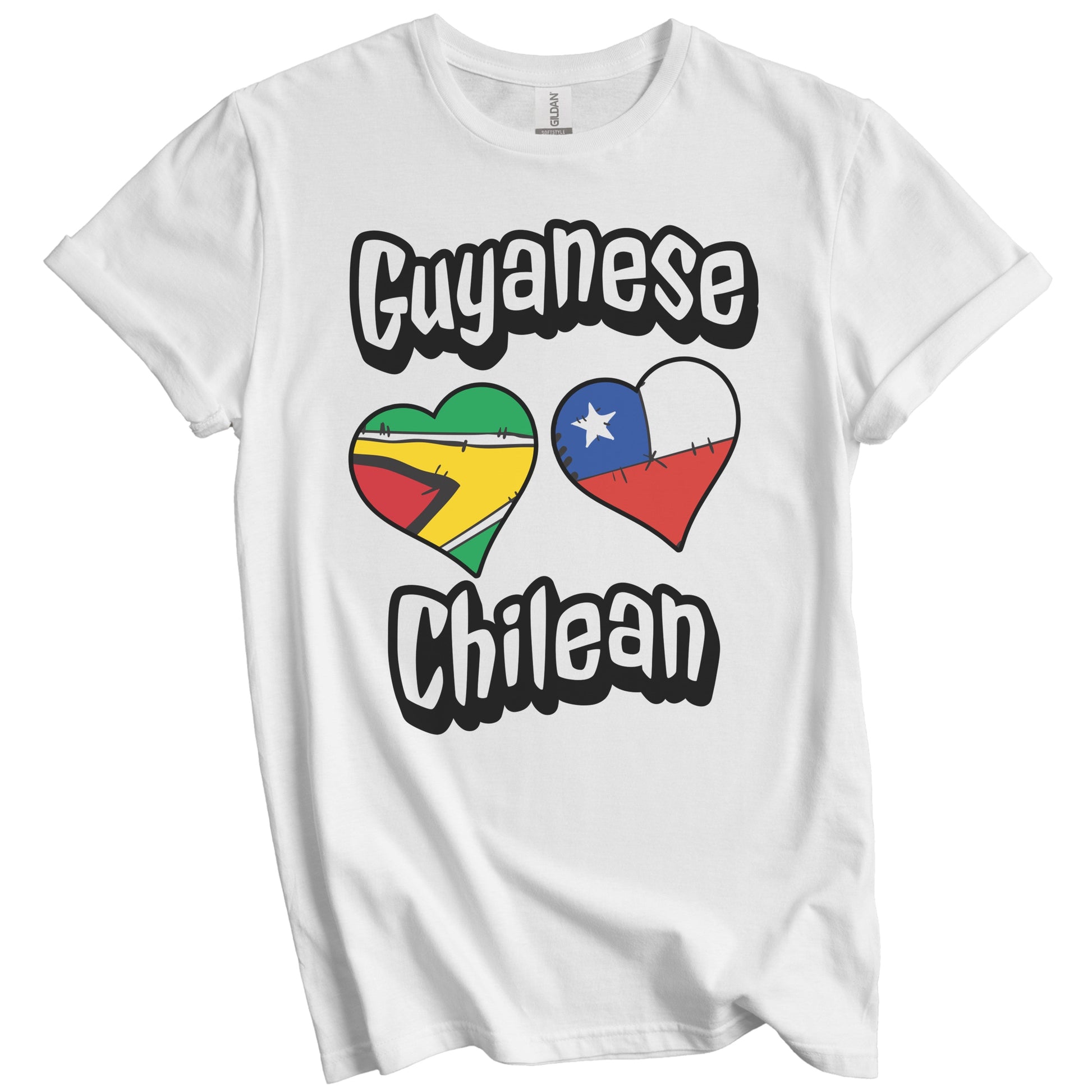 Guyanese Chilean Flag Heart Combo Guyana Chile T-Shirt