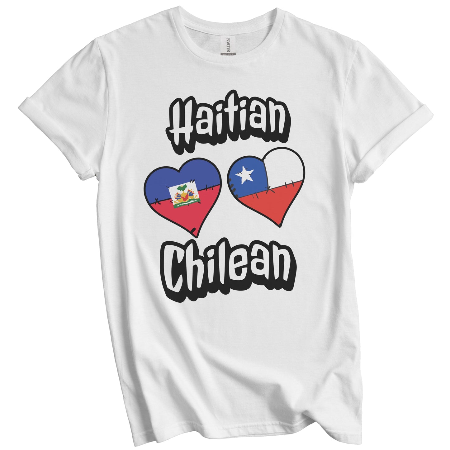 Haitian Chilean Flag Heart Combo Haiti Chile T-Shirt