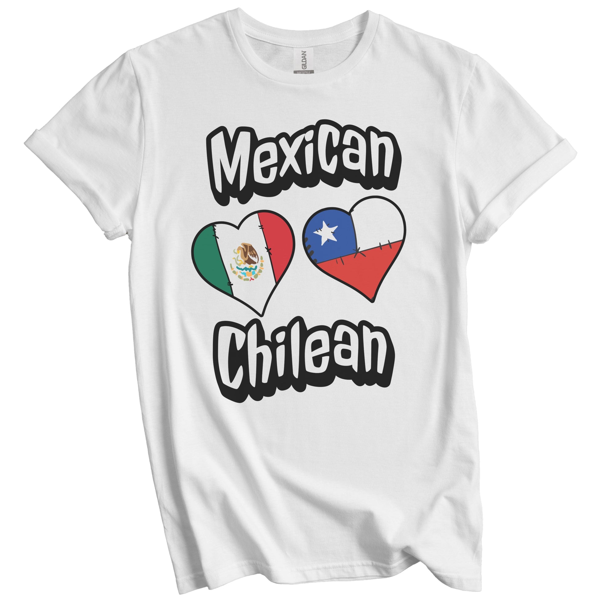 Mexican Chilean Flag Heart Combo Mexico Chile T-Shirt