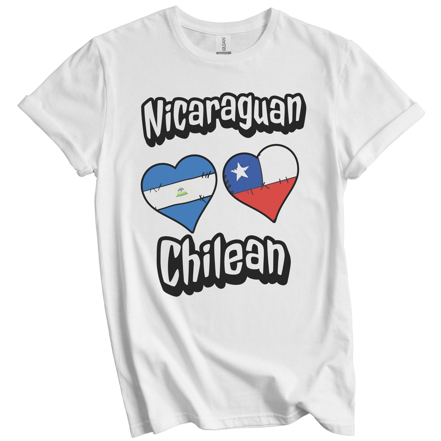 Nicaraguan Chilean Flag Heart Combo Nicaragua Chile T-Shirt
