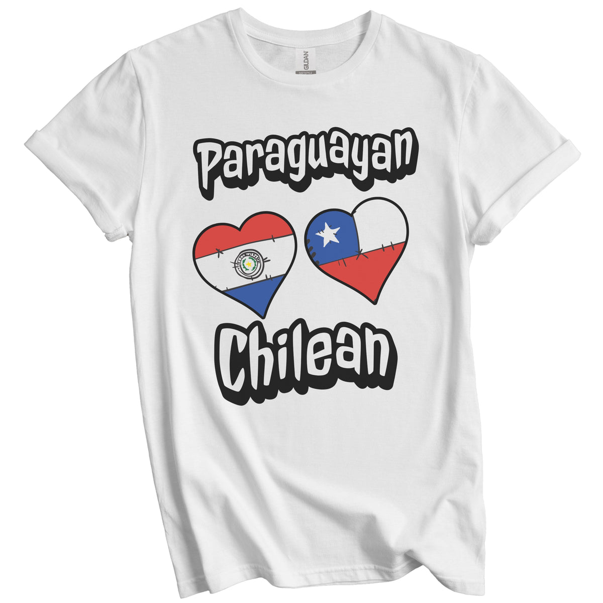 Paraguayan Chilean Flag Heart Combo Paraguay Chile T-Shirt
