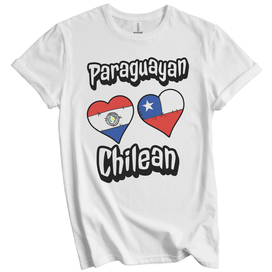 Paraguayan Chilean Flag Heart Combo Paraguay Chile T-Shirt