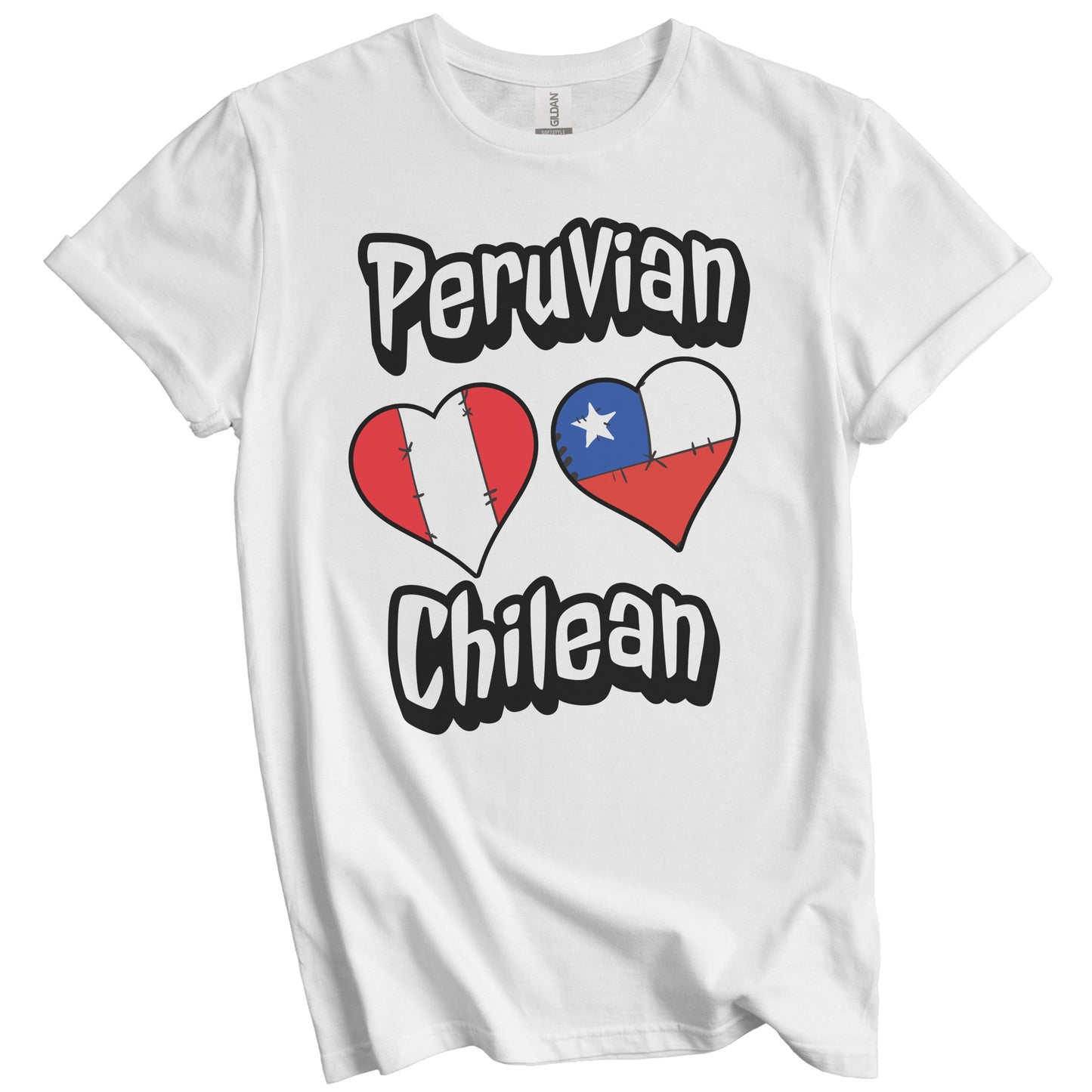 Peruvian Chilean Flag Heart Combo Peru Chile T-Shirt