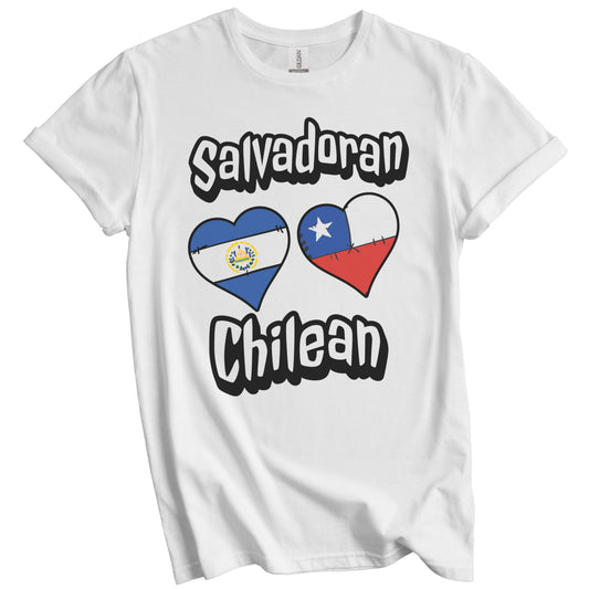 Salvadoran Chilean Flag Heart Combo El Salvador Chile T-Shirt