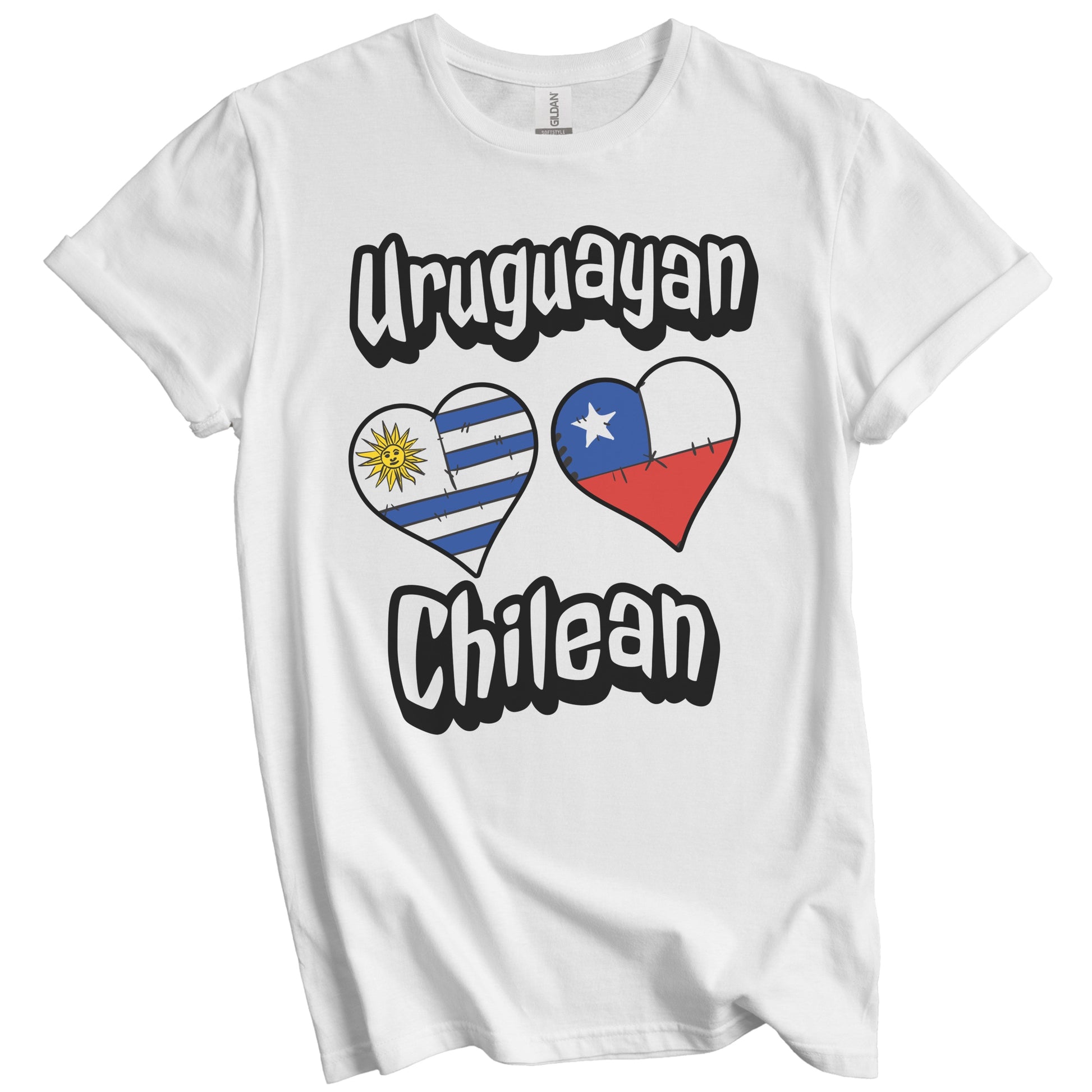 Uruguayan Chilean Flag Heart Combo Uruguay Chile T-Shirt