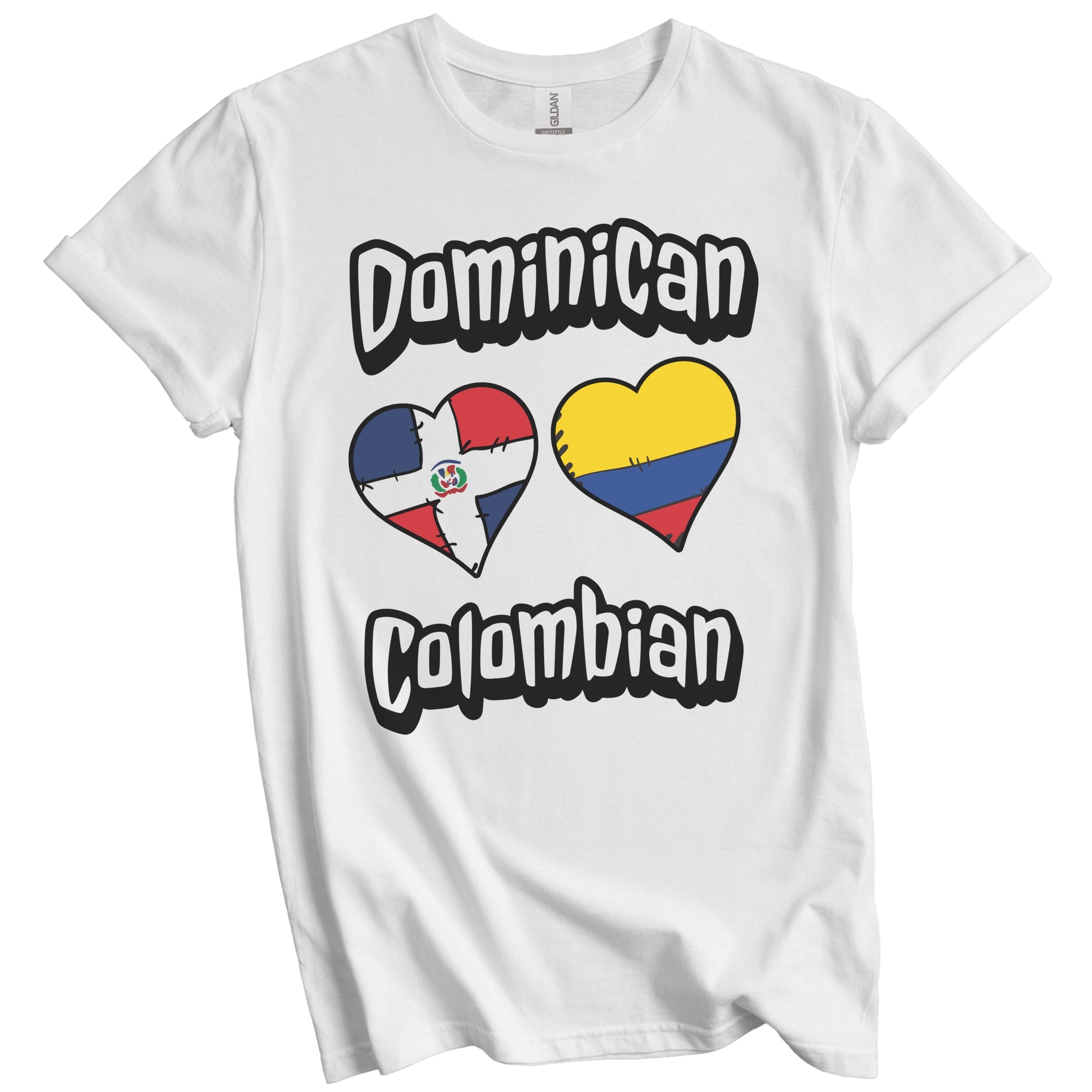 Dominican Colombian Flag Hearts Dominican Republic Colombia T-Shirt