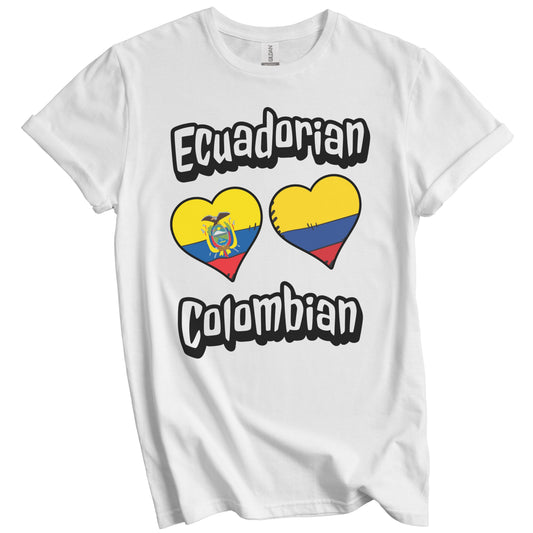 Ecuadorian Colombian Flag Heart Combo Ecuador Colombia T-Shirt