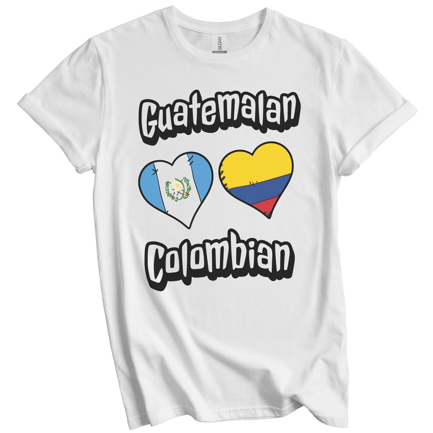 Guatemalan Colombian Flag Heart Combo Guatemala Colombia T-Shirt