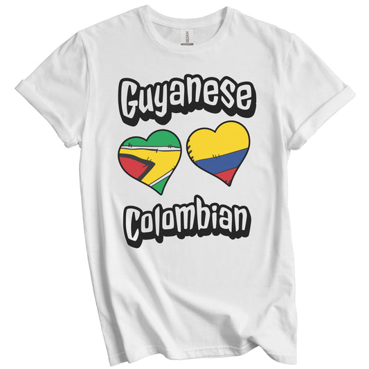 Guyanese Colombian Flag Heart Combo Guyana Colombia T-Shirt