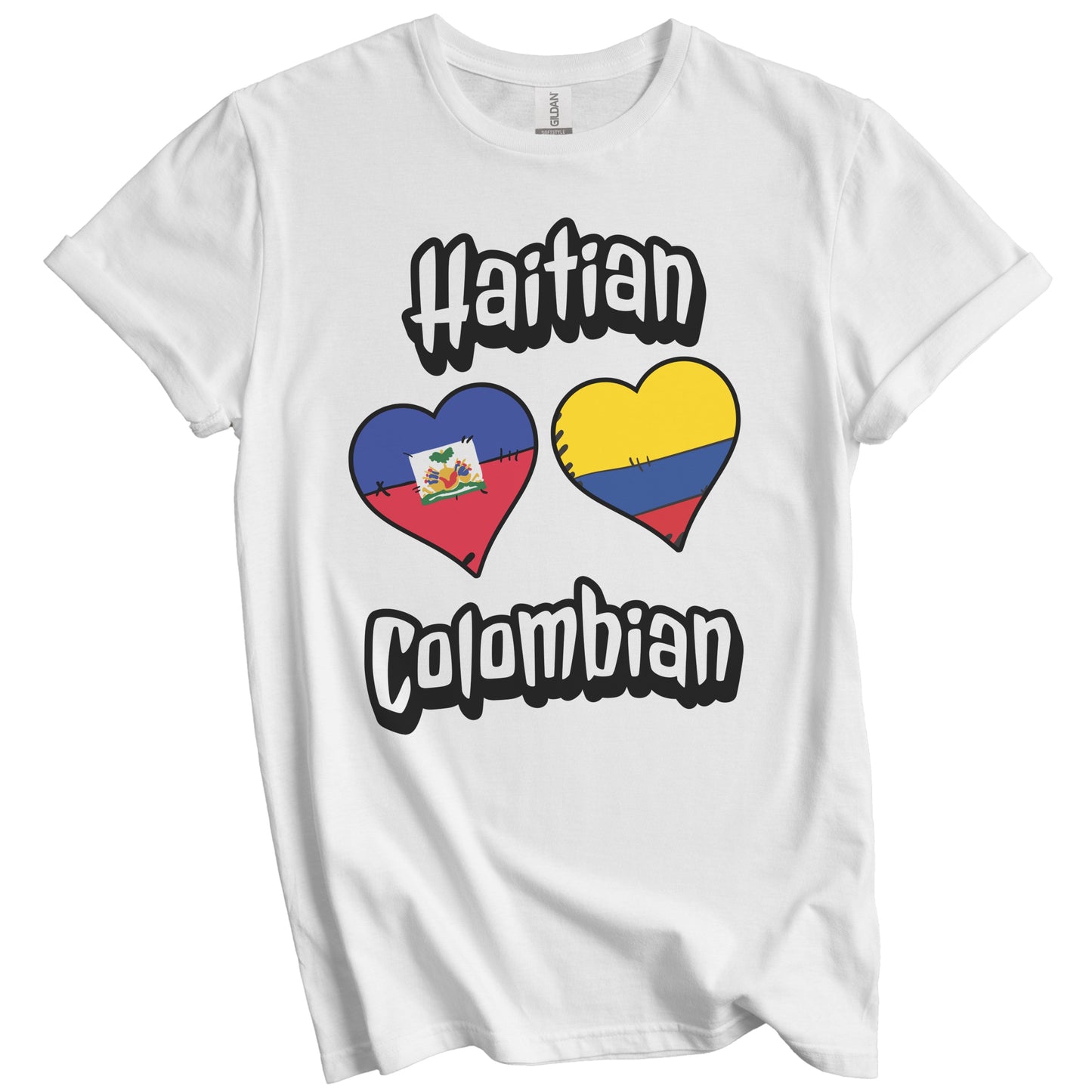 Haitian Colombian Flag Heart Combo Haiti Colombia T-Shirt