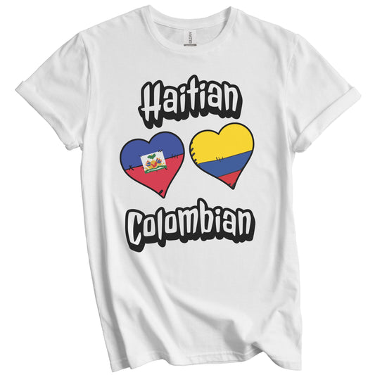 Haitian Colombian Flag Heart Combo Haiti Colombia T-Shirt