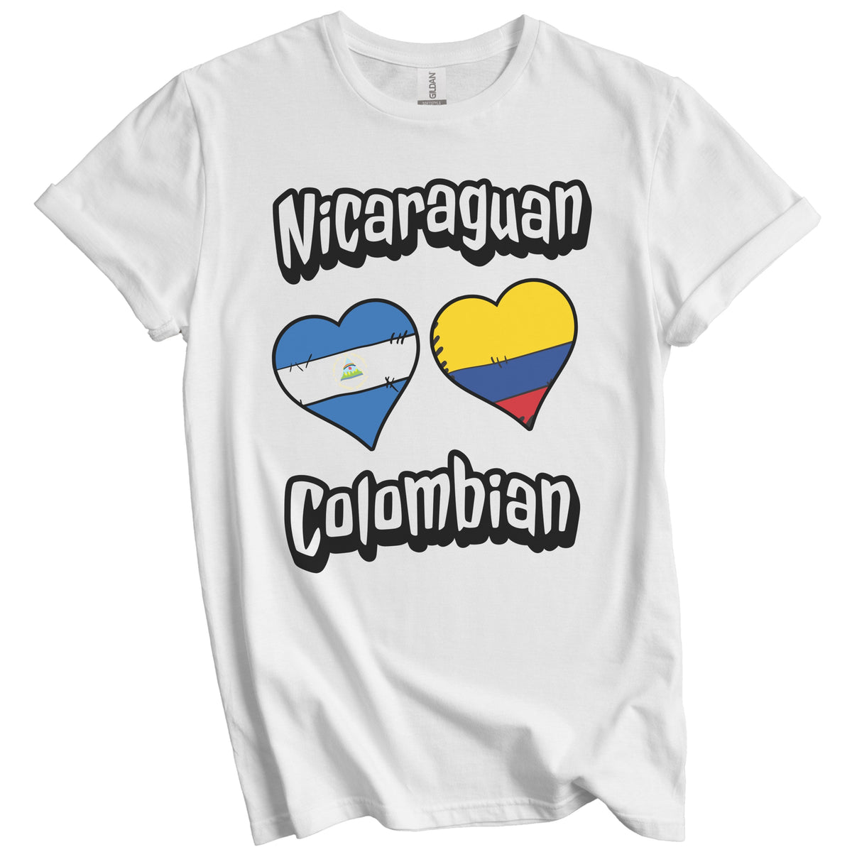 Nicaraguan Colombian Flag Heart Combo Nicaragua Colombia T-Shirt