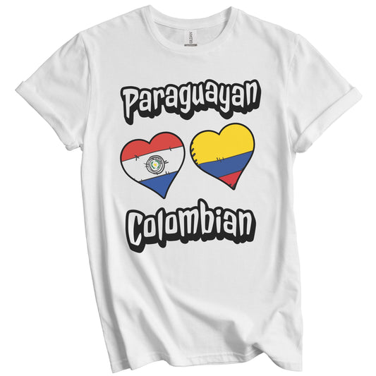 Paraguayan Colombian Flag Heart Combo Paraguay Colombia T-Shirt