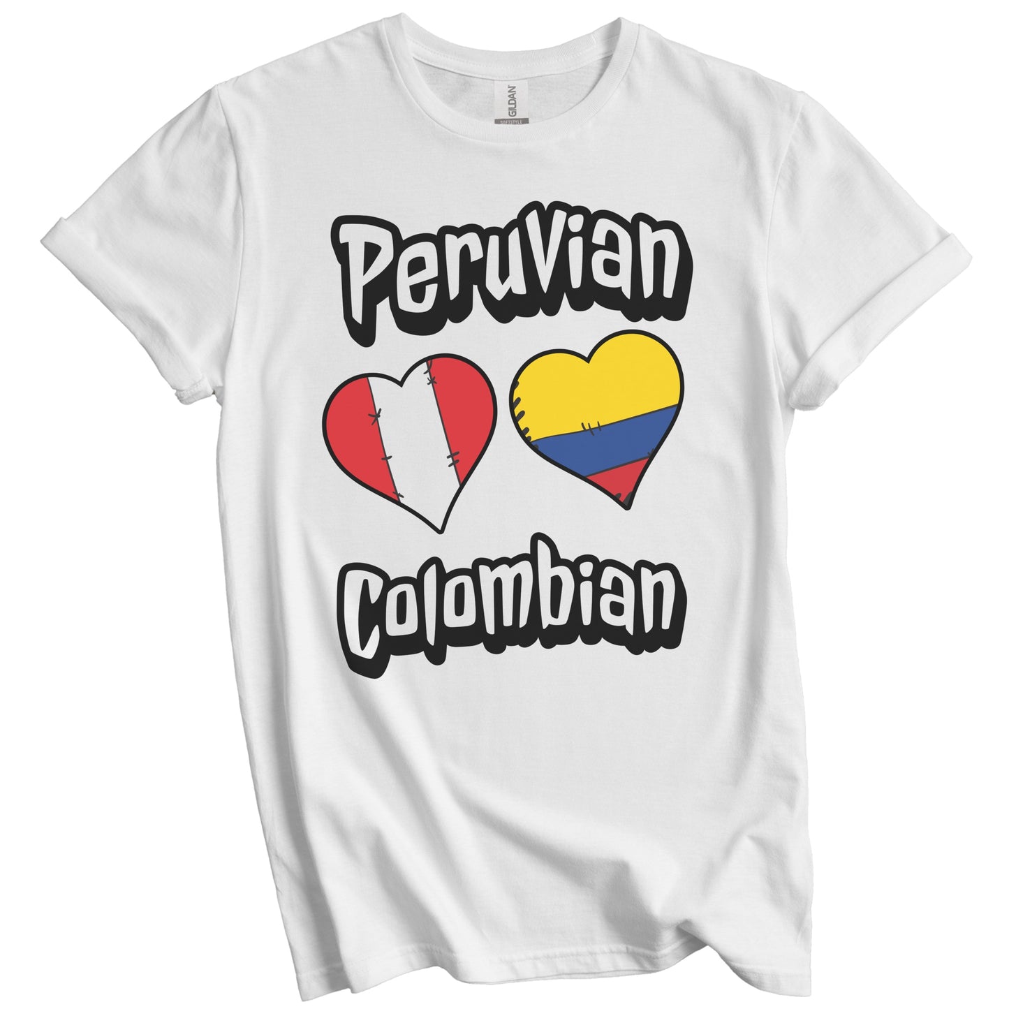 Peruvian Colombian Flag Heart Combo Peru Colombia T-Shirt