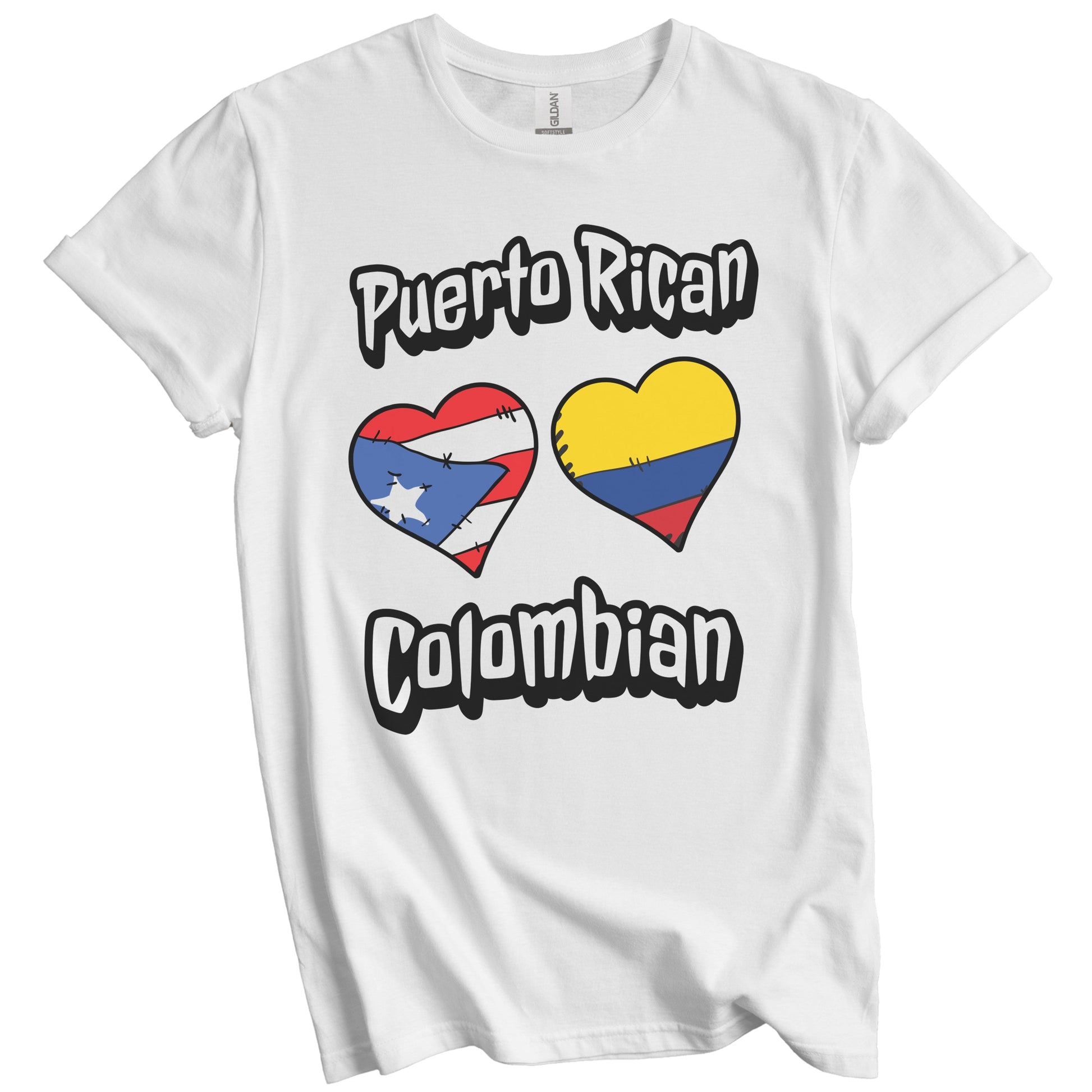 Puerto Rican Colombian Flag Heart Combo Puerto Rico Colombia T-Shirt