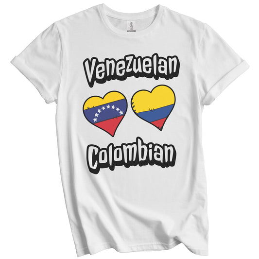 Venezuelan Colombian Flag Heart Combo Venezuela Colombia T-Shirt