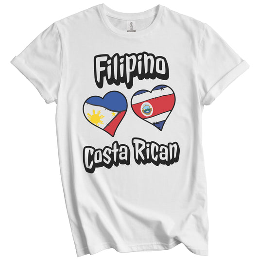 Filipino Costa Rican Flag Heart Combo Philippines Costa Rica T-Shirt