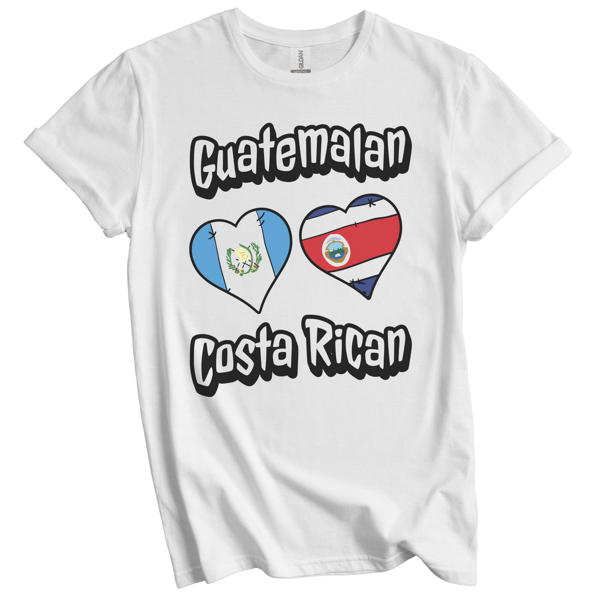 Guatemalan Costa Rican Flag Heart Combo Guatemala Costa Rica T-Shirt