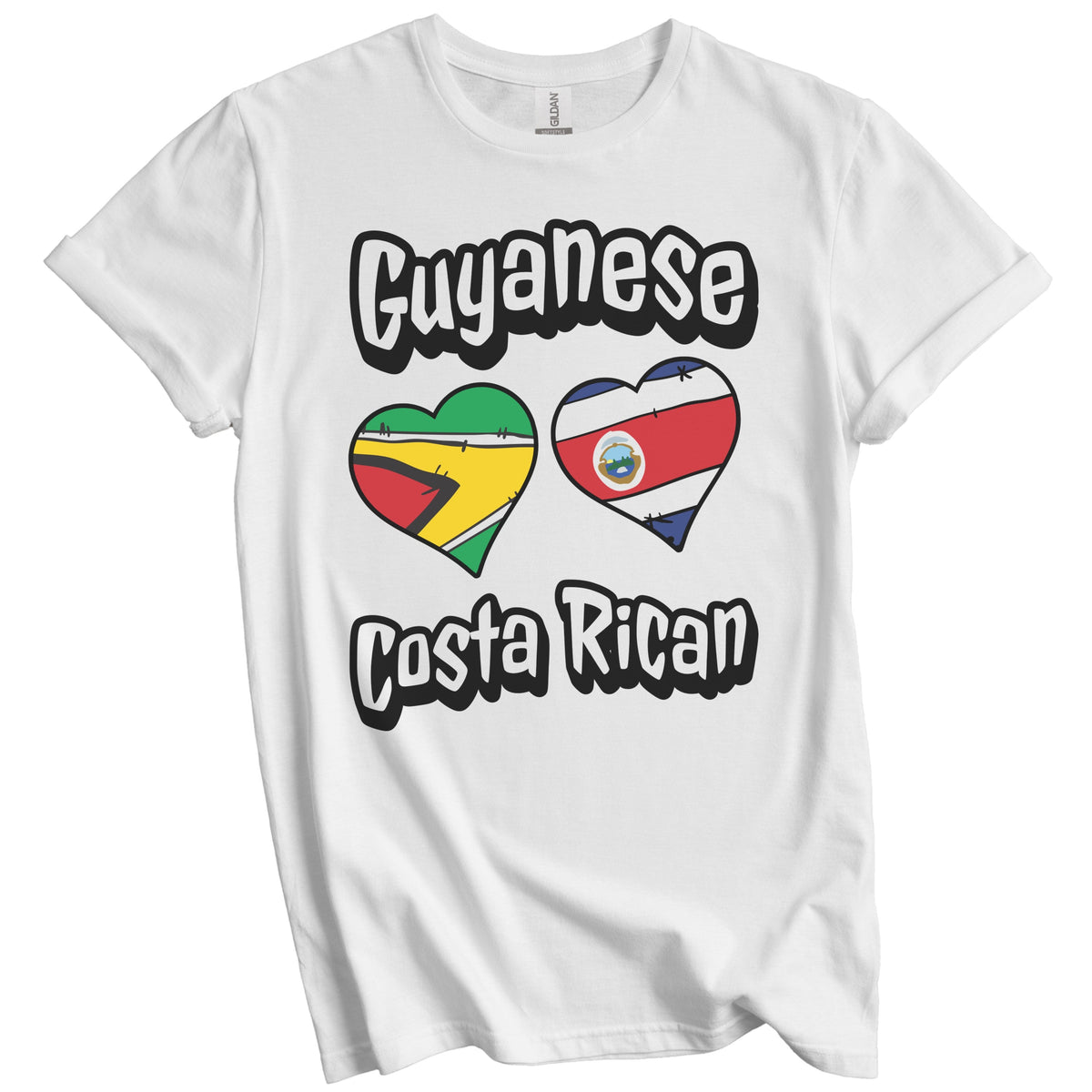 Guyanese Costa Rican Flag Heart Combo Guyana Costa Rica T-Shirt