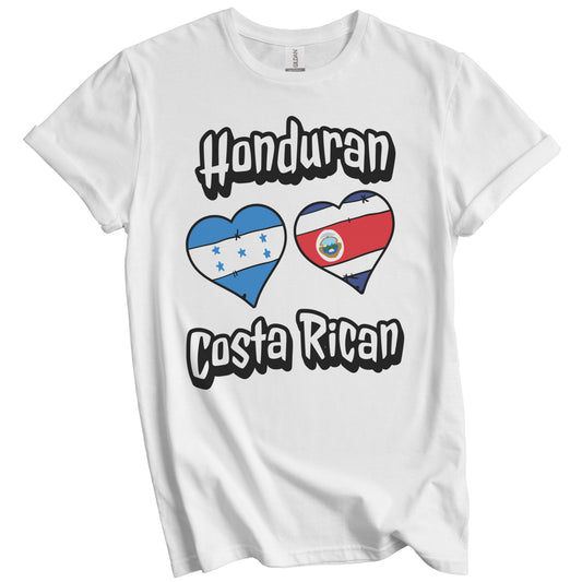 Honduran Costa Rican Flag Heart Combo Honduras Costa Rica T-Shirt