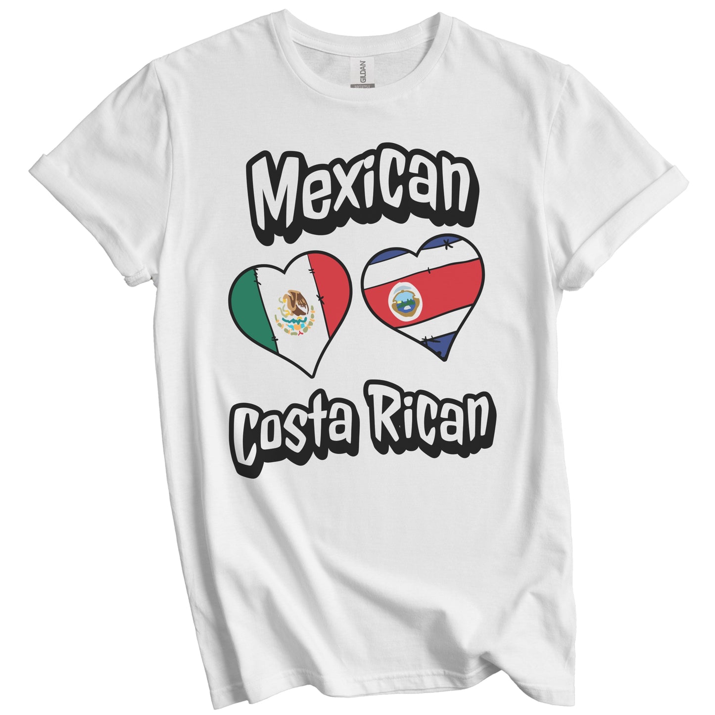Mexican Costa Rican Flag Heart Combo Mexico Costa Rica T-Shirt