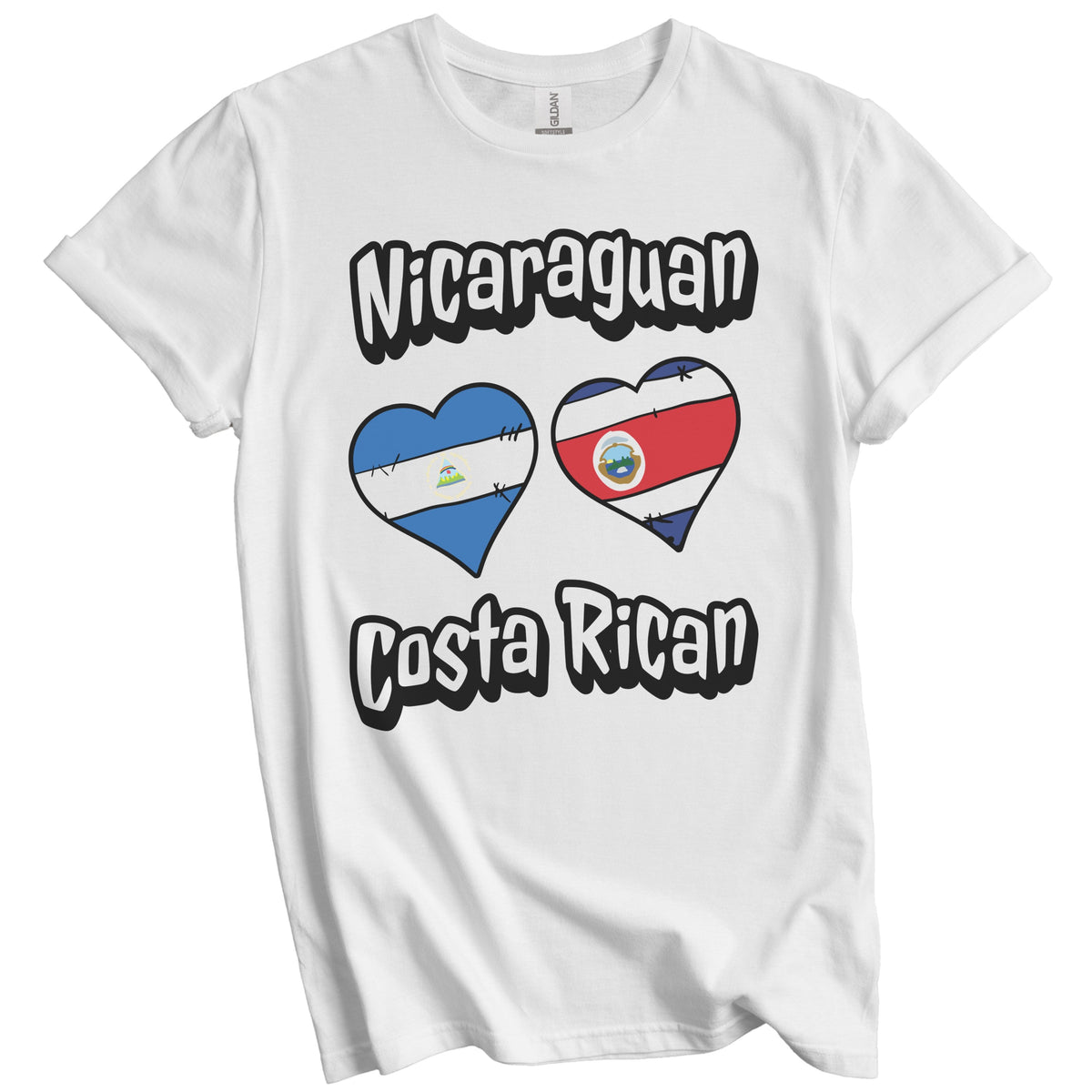 Nicaraguan Costa Rican Flag Heart Combo Nicaragua Costa Rica T-Shirt