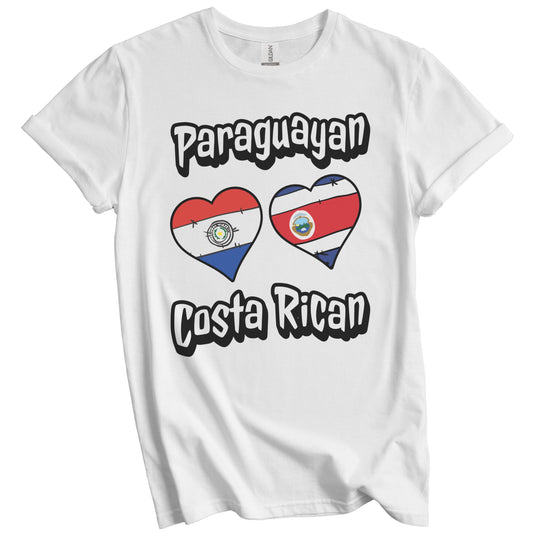 Paraguayan Costa Rican Flag Heart Combo Paraguay Costa Rica T-Shirt