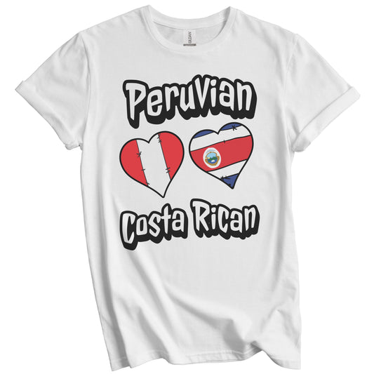 Peruvian Costa Rican Flag Heart Combo Peru Costa Rica T-Shirt