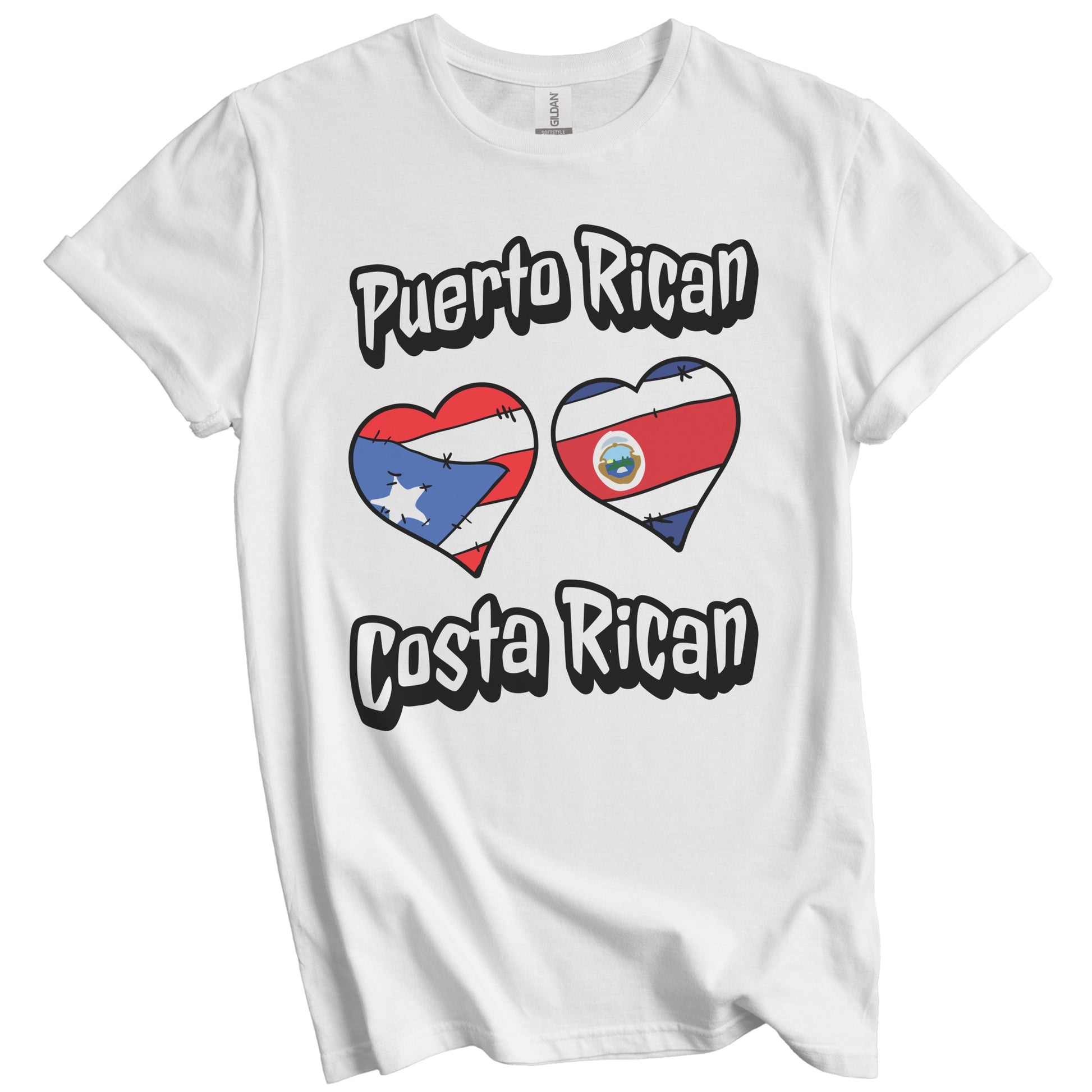 Puerto Rican Costa Rican Flag Hearts Puerto Rico Costa Rica T-Shirt