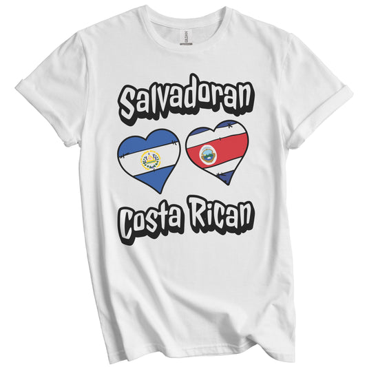 Salvadoran Costa Rican Flag Hearts El Salvador Costa Rica T-Shirt