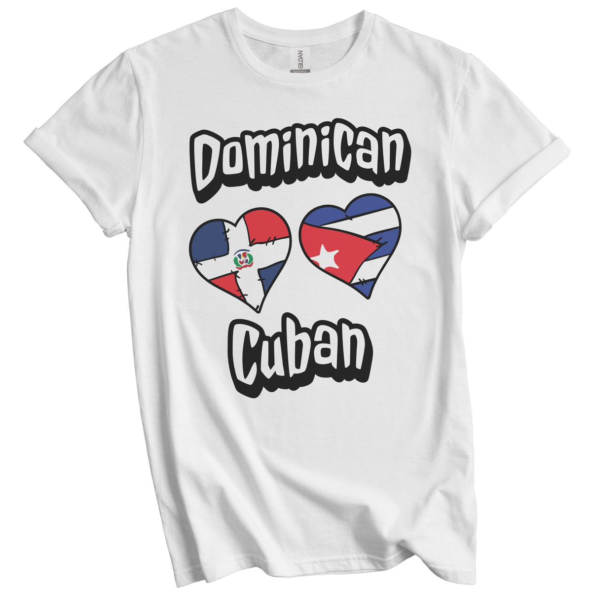 Dominican Cuban Flag Heart Combo Dominican Republic Cuba T-Shirt