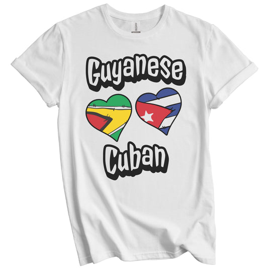 Guyanese Cuban Flag Heart Combo Guyana Cuba T-Shirt
