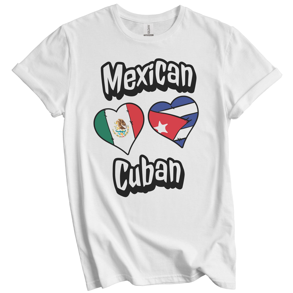 Mexican Cuban Flag Heart Combo Mexico Cuba T-Shirt