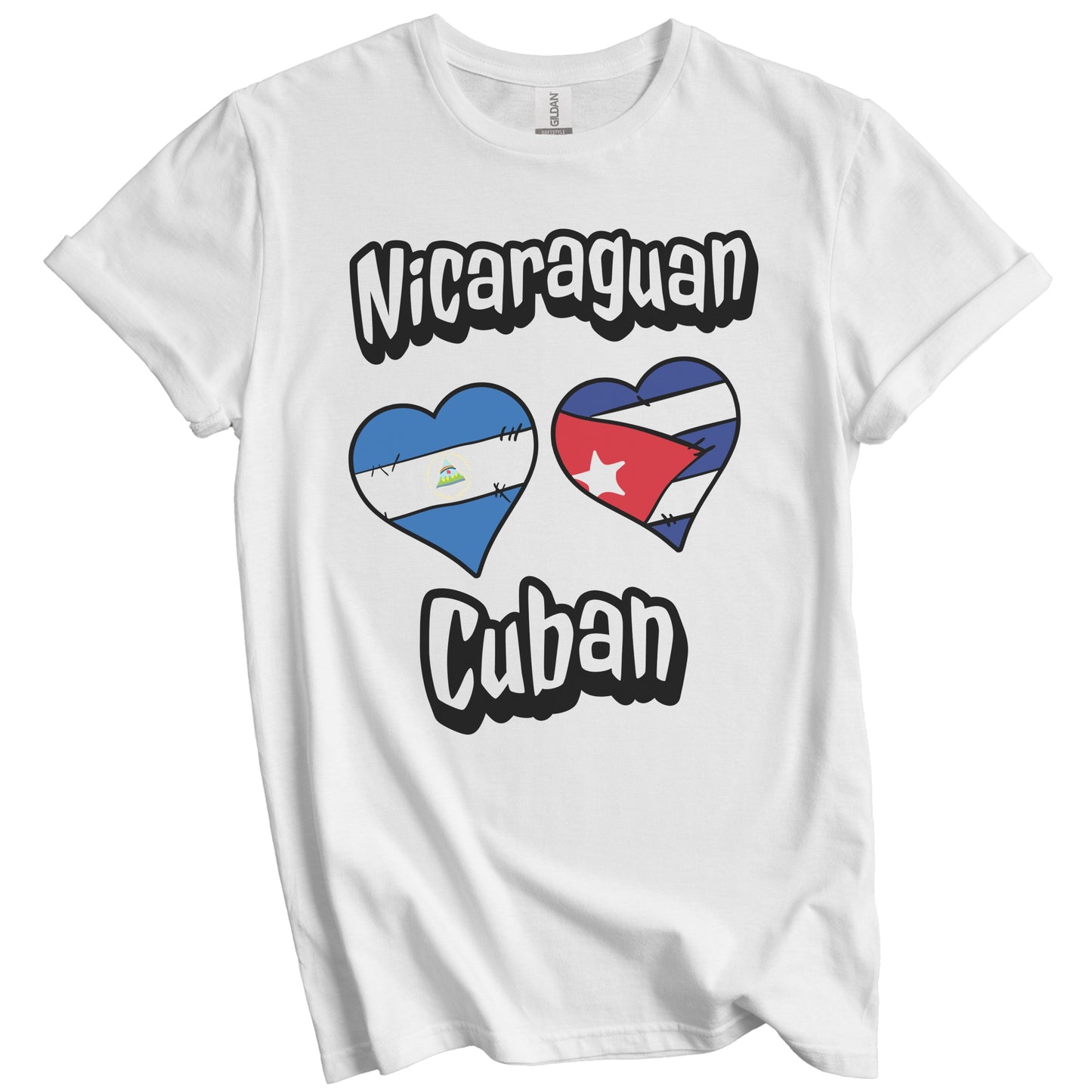 Nicaraguan Cuban Flag Heart Combo Nicaragua Cuba T-Shirt
