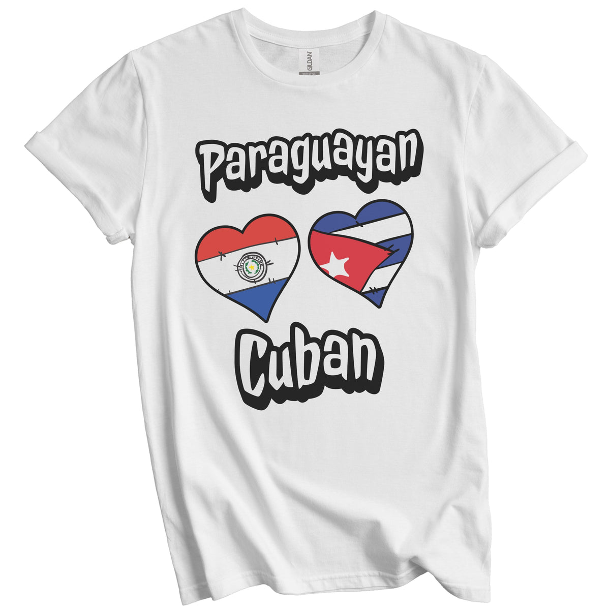 Paraguayan Cuban Flag Heart Combo Paraguay Cuba T-Shirt
