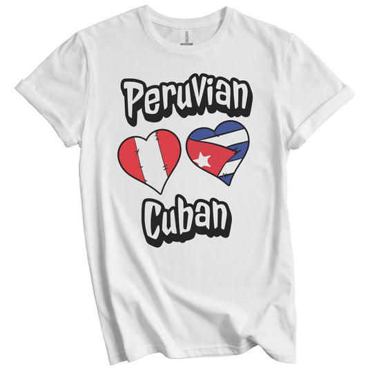 Peruvian Cuban Flag Heart Combo Peru Cuba T-Shirt