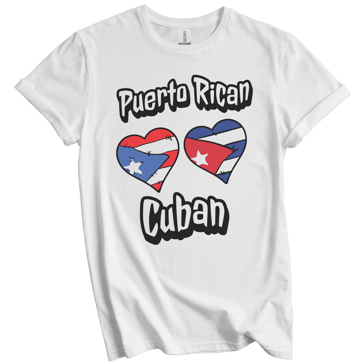 Puerto Rican Cuban Flag Heart Combo Puerto Rico Cuba T-Shirt
