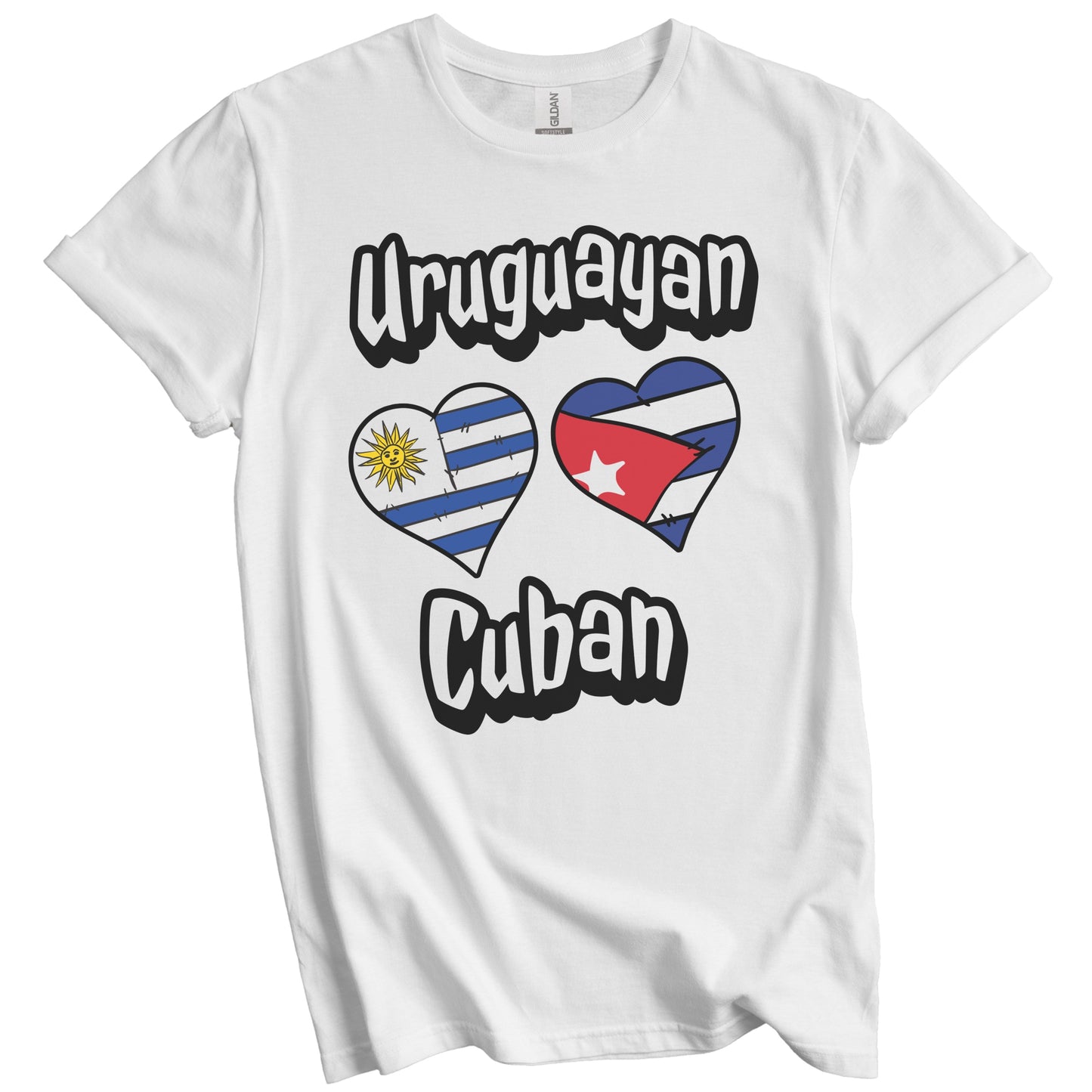 Uruguayan Cuban Flag Heart Combo Uruguay Cuba T-Shirt