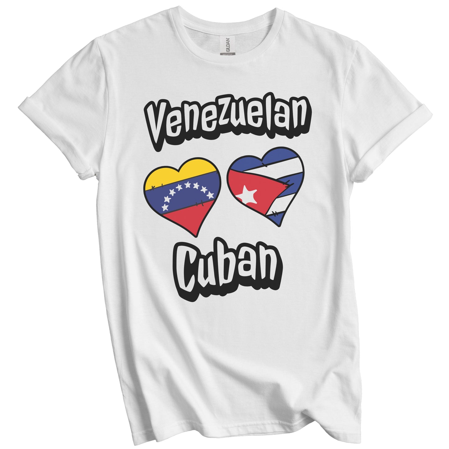 Venezuelan Cuban Flag Heart Combo Venezuela Cuba T-Shirt